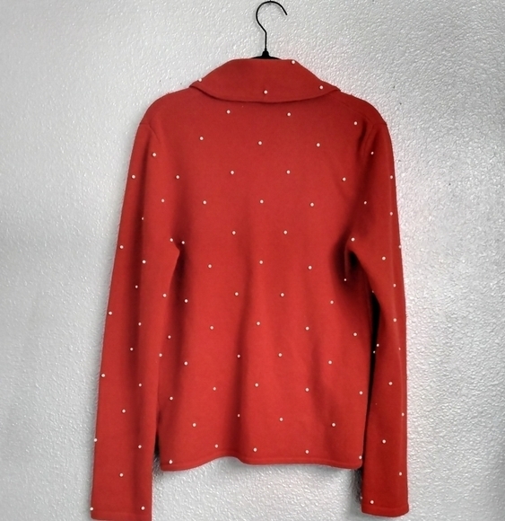 Jones New York Signature  Red Sweater With Pearl Embellishments  Size M - Picture 8 of 8